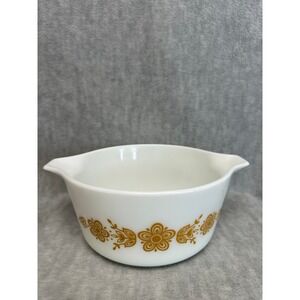 Vintage Pyrex‎ Butterfly Gold 474-B Round Casserole Dish 1.5 qts 1972